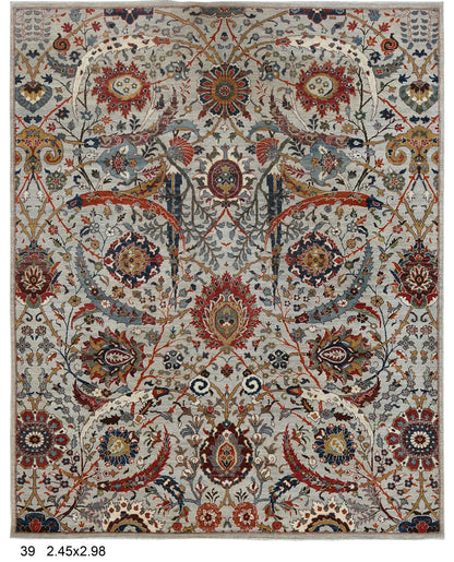 8X10 Afghan Agra Soft Gray Handmade Wool Rug # 14734