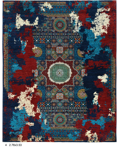 9X12 Mamluk Multicolor Handmade Wool Rug # 14699