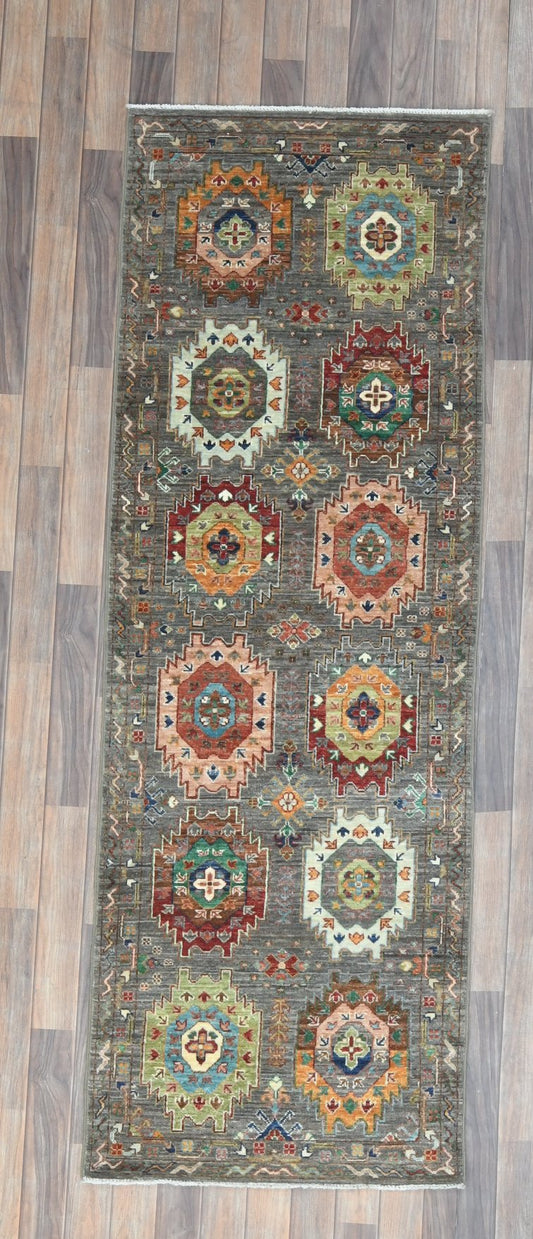 2' 8"X 8' Afghan Tribal Handmade Wool Runner Rug # 14648