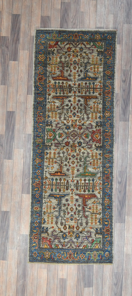 2' 8"X 8' Afghan Serapi Handmade Wool Runner Rug # 14649