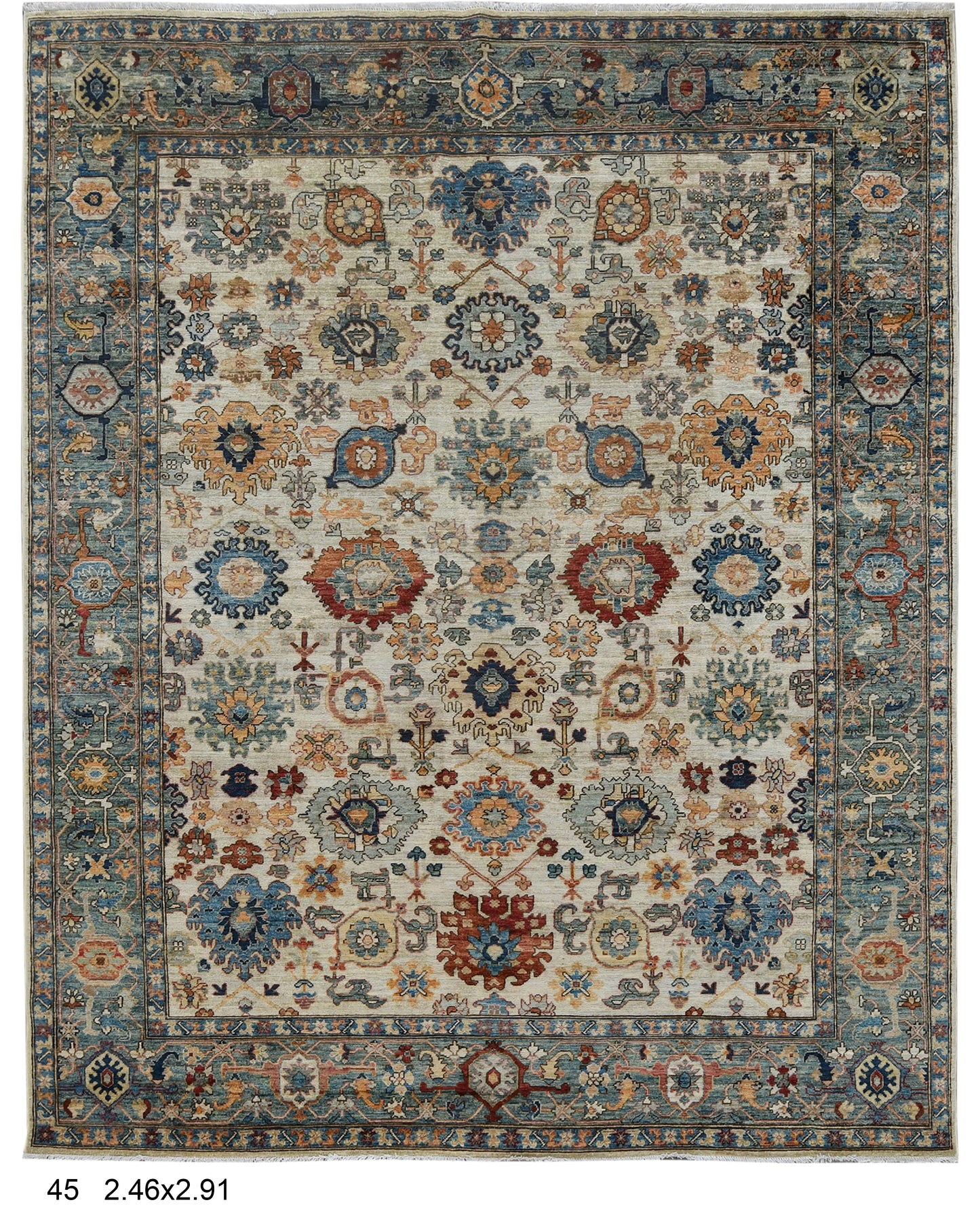 8X10 Beige Aryana Agra Handmade Wool Rug # 14740