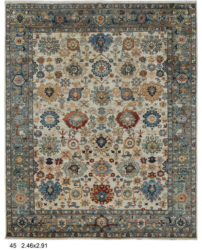8X10 Beige Aryana Agra Handmade Wool Rug # 14740