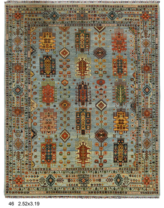 8X10 Light Blue Aryana Handmade Wool Rug # 14741