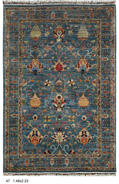 5X7 Light Blue Aryana Handmade Wool Rug # 14742