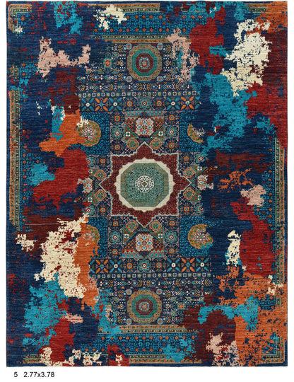 9X12 Mamluk Multicolor Handmade Wool Rug # 14700