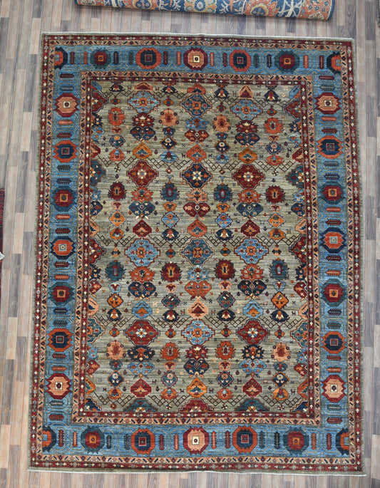 10X14 Mina khani Gray/Light Blue Handmade Wool Rug # 14658