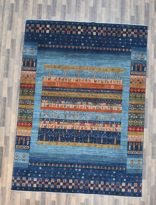 8X11 Afghan Khurjin Gabbeh Handmade Wool Rug # 14661