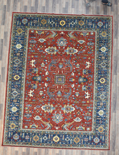 9X12 Afghan Serapi Light Blue Handmade Wool Rug # 14663