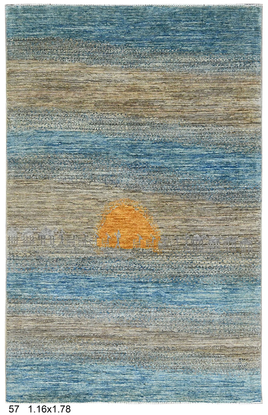 4X6 Gabbeh Loribaft Handmade Wool Tribal Rug # 14418