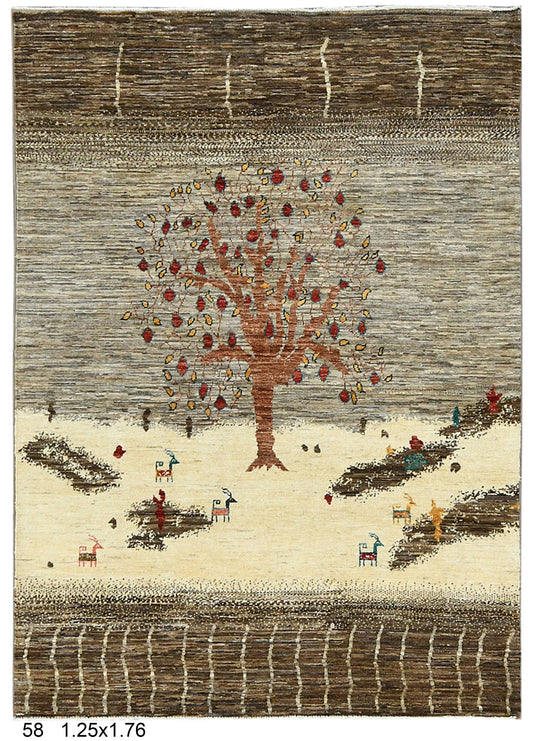4X6 Gabbeh Loribaft Handmade Wool Tribal Rug # 14419