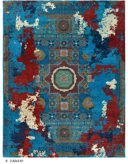 9X12 Mamluk Multicolor Handmade Wool Rug # 14701