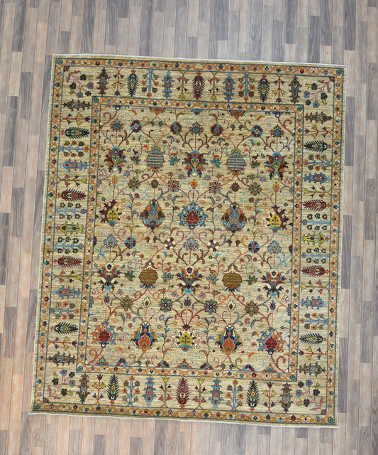8X10 Afghan Mohal Light Blue Handmade Wool Rug # 14668