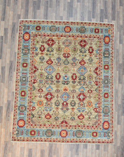 8X10 Mina khani Tribal Light Blue Handmade Wool Rug # 14669