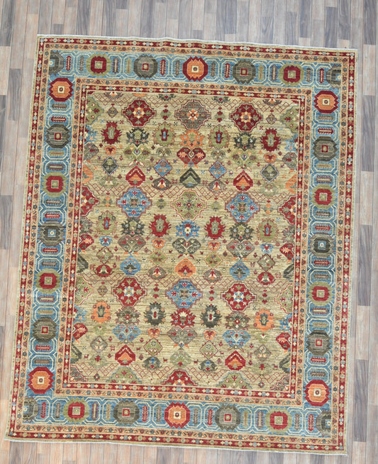 8X10 Mina khani Tribal Light Blue Handmade Wool Rug # 14670