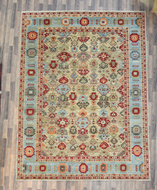 9X12 Mina khani Light Blue Handmade Wool Rug # 14671