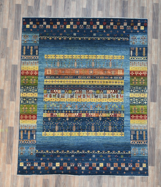 6X8 Afghan Khurjin Gabbeh Handmade Wool Rug # 14673