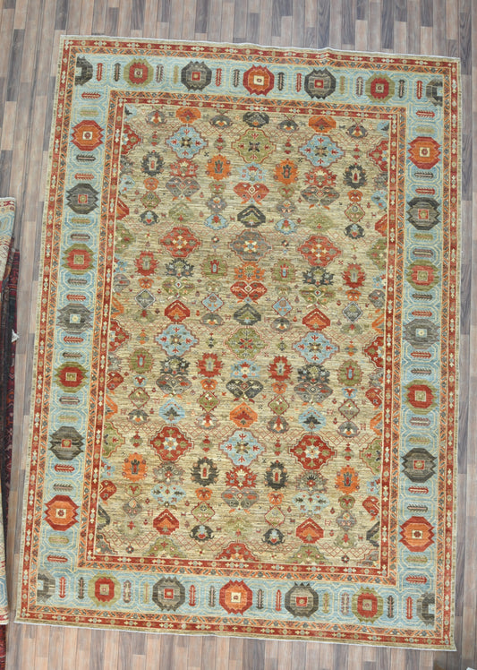 10X14 Mina khani Light Blue Handmade Wool Rug # 14675