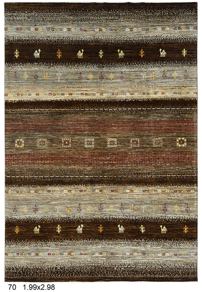 7X10 Gabbeh Loribaft Handmade Wool Tribal Rug # 14431