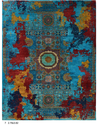 9X12 Mamluk Multicolor Handmade Wool Rug # 14702