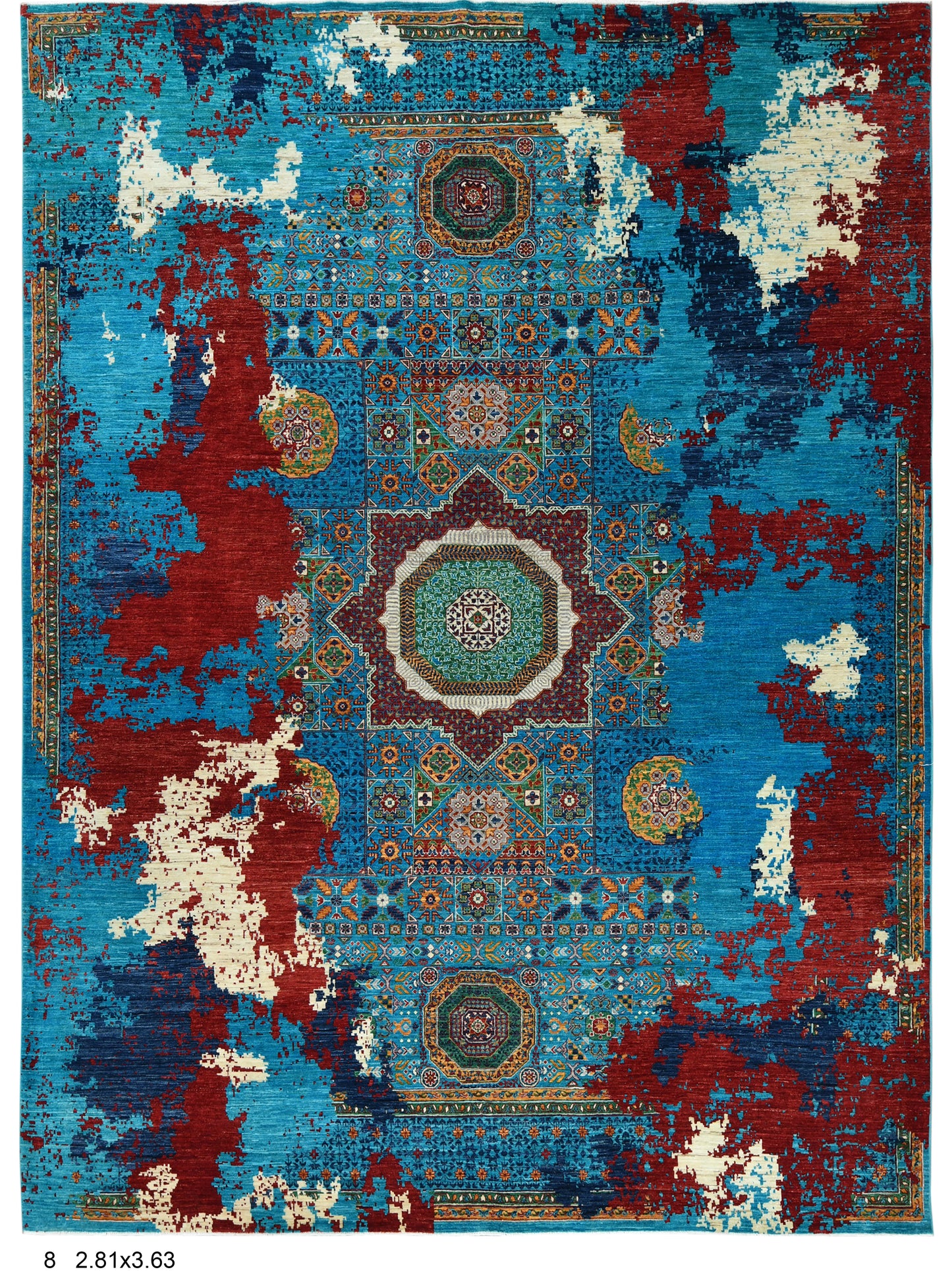 9X12 Mamluk Multicolor Handmade Wool Rug # 14703