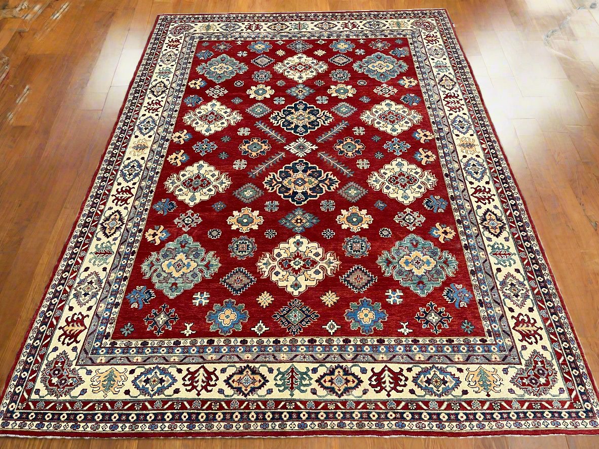 9x12 Red Kazak Hand-Knotted Wool Area Rug #14484