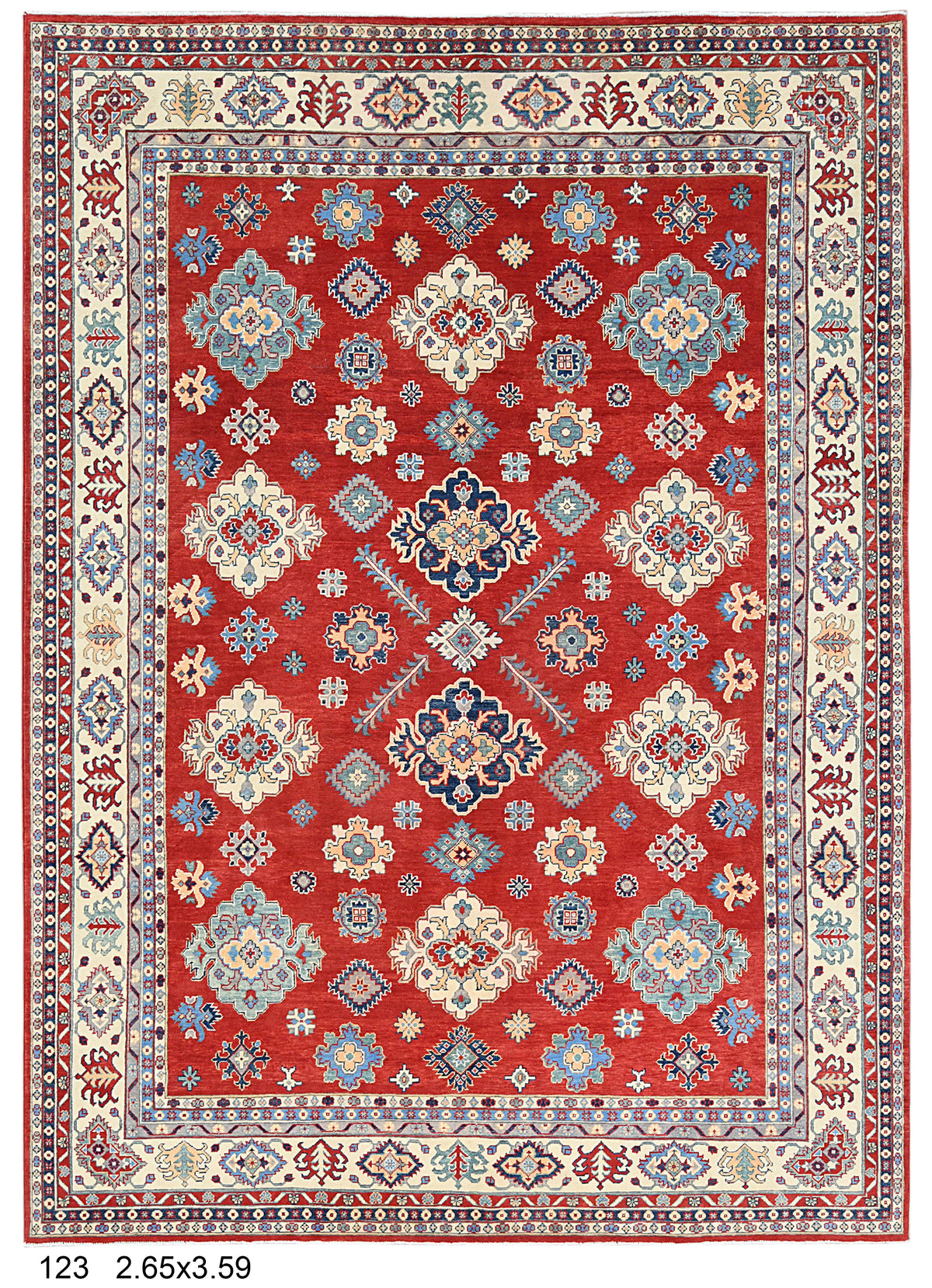 9x12 Red Kazak Hand-Knotted Wool Area Rug #14484