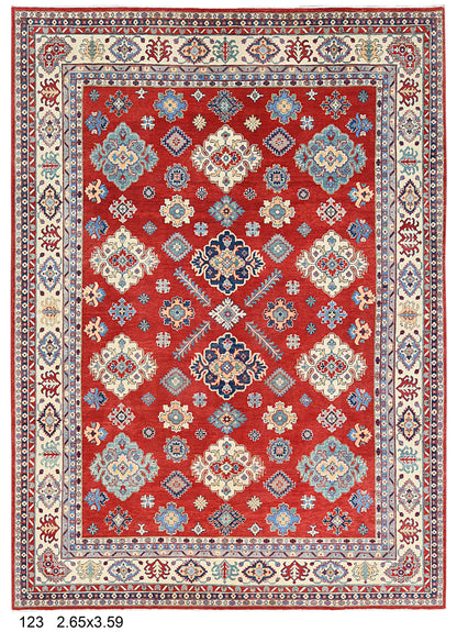 9x12 Red Kazak Hand-Knotted Wool Area Rug #14484