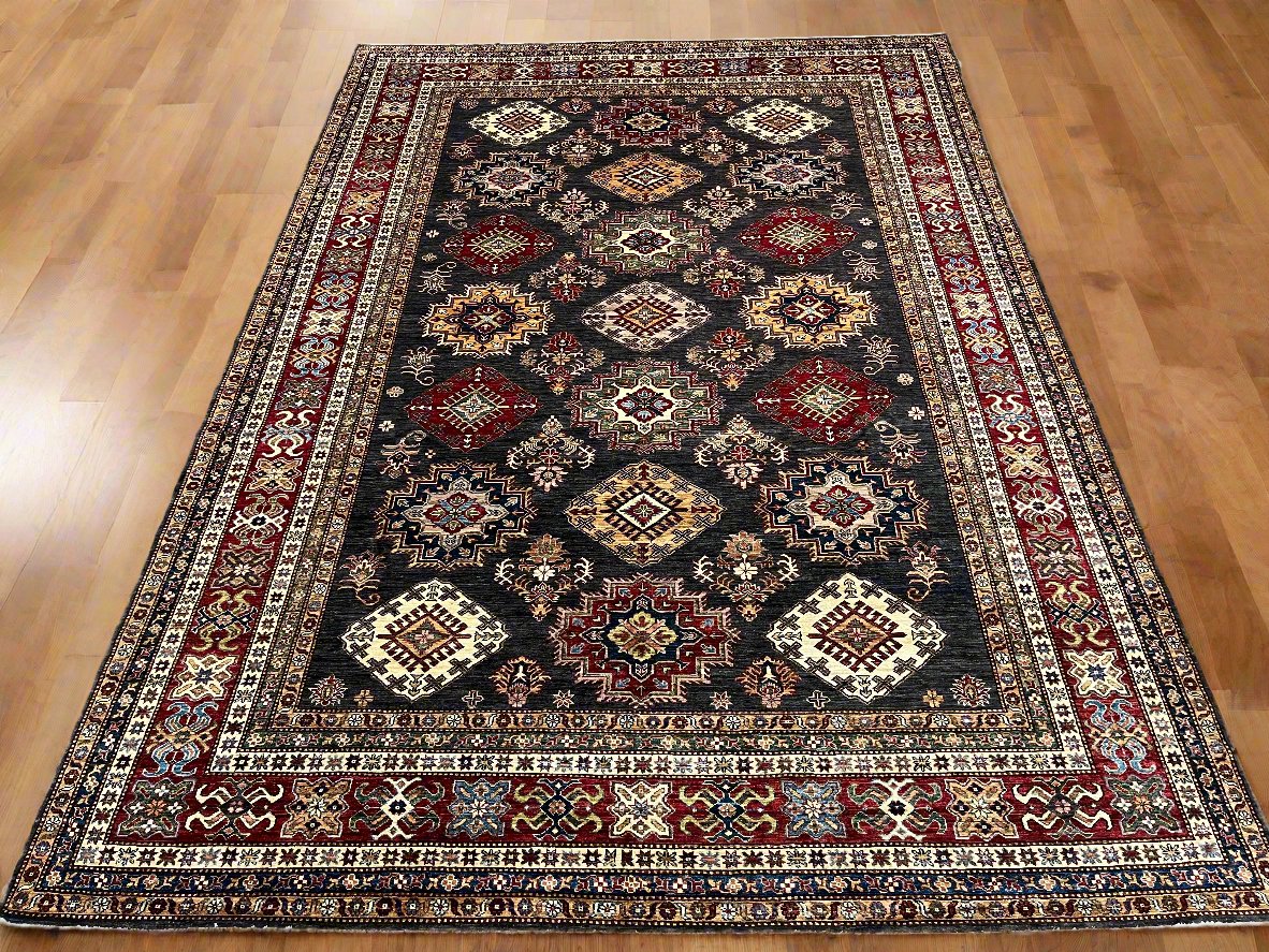 9x12 Super Kazak Gray Handmade Wool Area Rug #14518 | Bedford Rugs