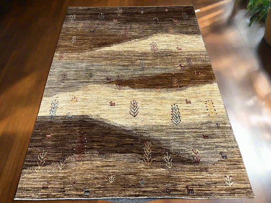 6X9 Gabbeh Loribaft Handmade Wool Tribal Rug # 14379