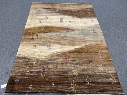 6X9 Gabbeh Loribaft Handmade Wool Tribal Rug # 14379