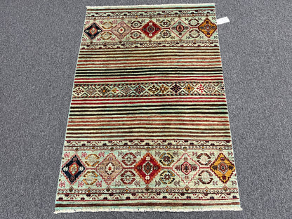 Multicolor Khorjin 3X5 Handmade Wool Rug # 14530