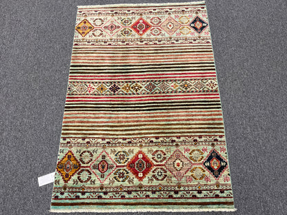 Multicolor Khorjin 3X5 Handmade Wool Rug # 14530