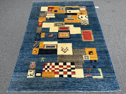6X8 Gabbeh Loribaft Handmade Wool Tribal Rug # 14411