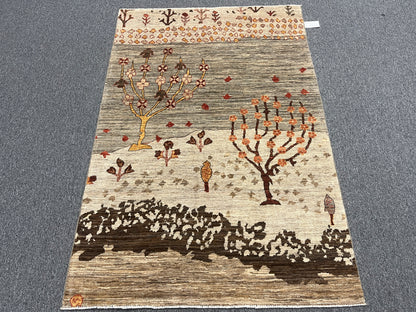 4X6 Gabbeh Loribaft Handmade Wool Tribal Rug # 14399