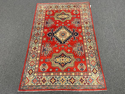 4X6 Red/Rust Kazak Wool Handmade Rug # 14459