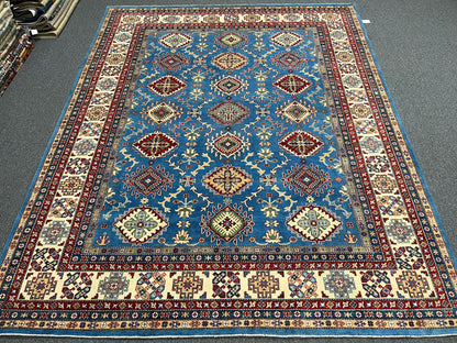 Kazak Light Blue 9X11 Handmade Wool Rug # 14445