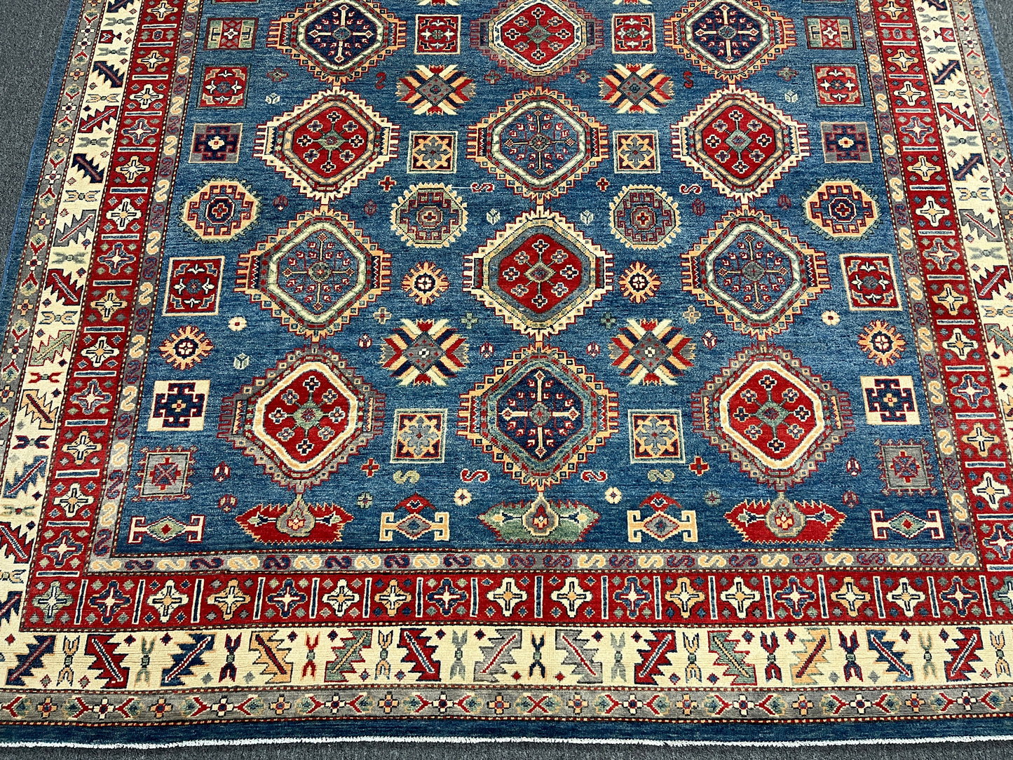 Kazak Light Blue 8X11 Handmade Wool Rug # 14448