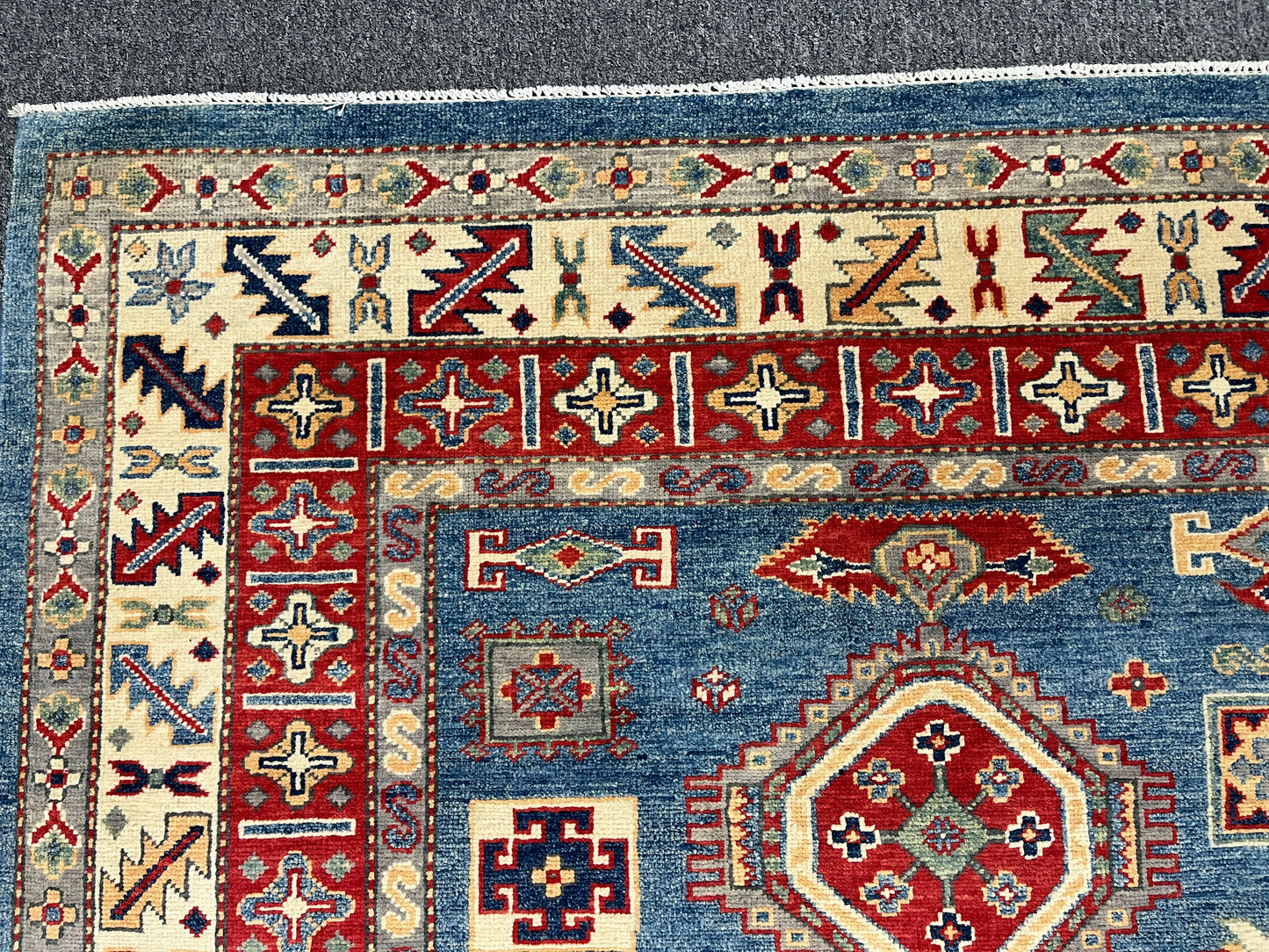 Kazak Light Blue 8X11 Handmade Wool Rug # 14448