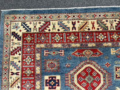 Kazak Light Blue 8X11 Handmade Wool Rug # 14448