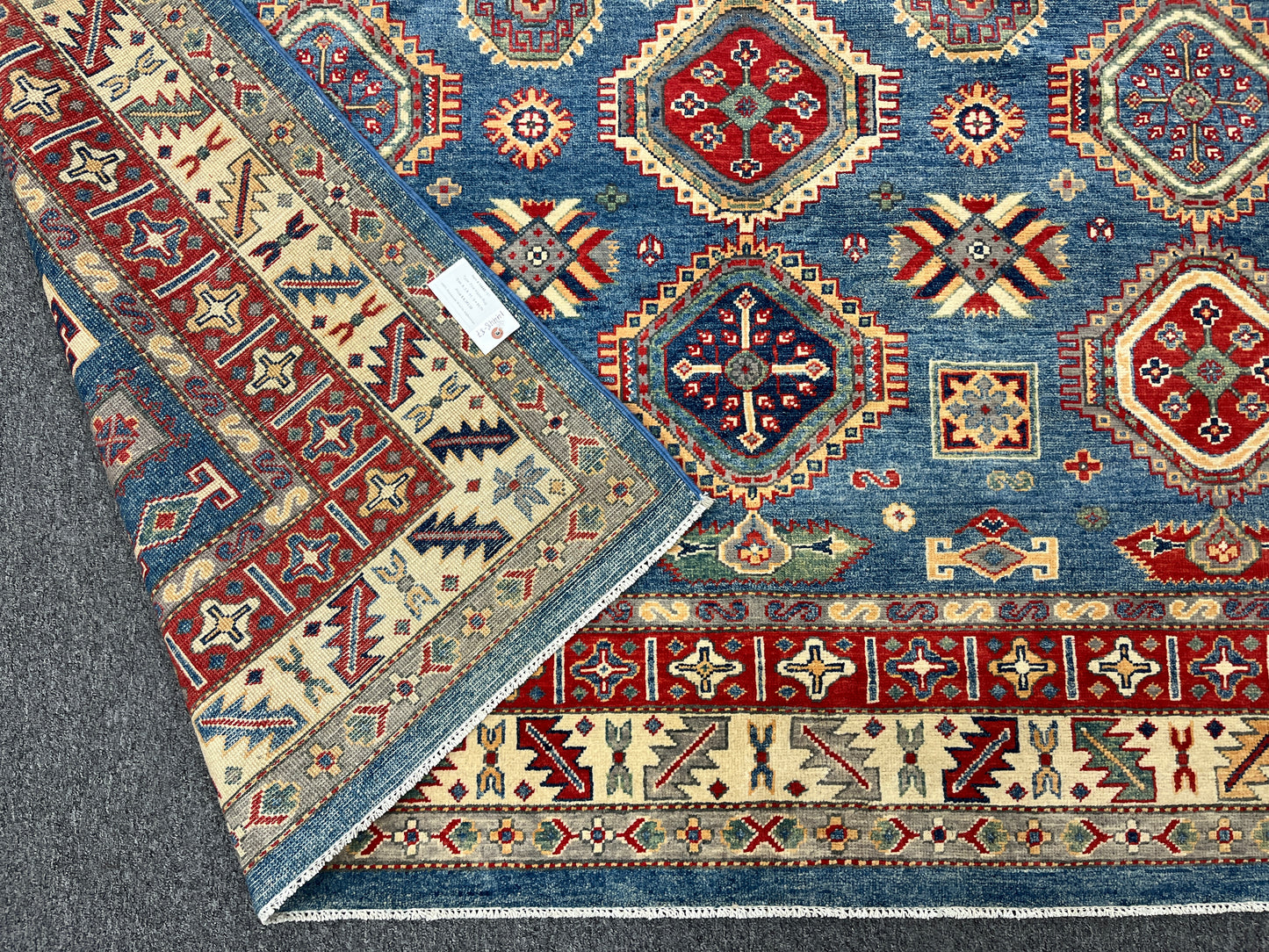 Kazak Light Blue 8X11 Handmade Wool Rug # 14448