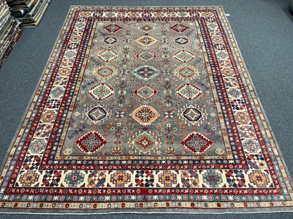 Grey 9X12 kazak hand knotted wool rug # 14446