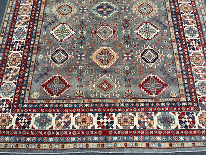 Grey 9X12 kazak hand knotted wool rug # 14446