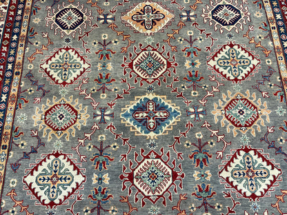 Grey 9X12 kazak hand knotted wool rug # 14446