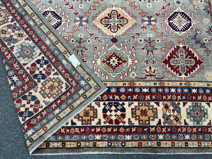Grey 9X12 kazak hand knotted wool rug # 14446