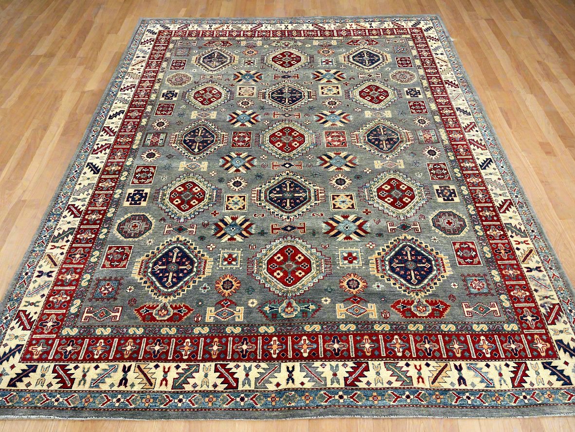 Grey 8X10 Kazak Hand Made Wool Rug # 14439