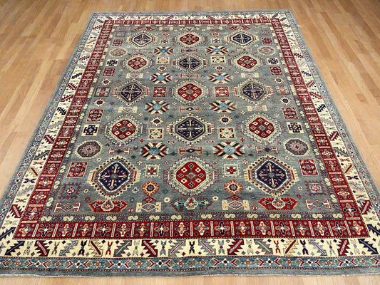 Grey 8X10 Kazak Hand Made Wool Rug # 14439