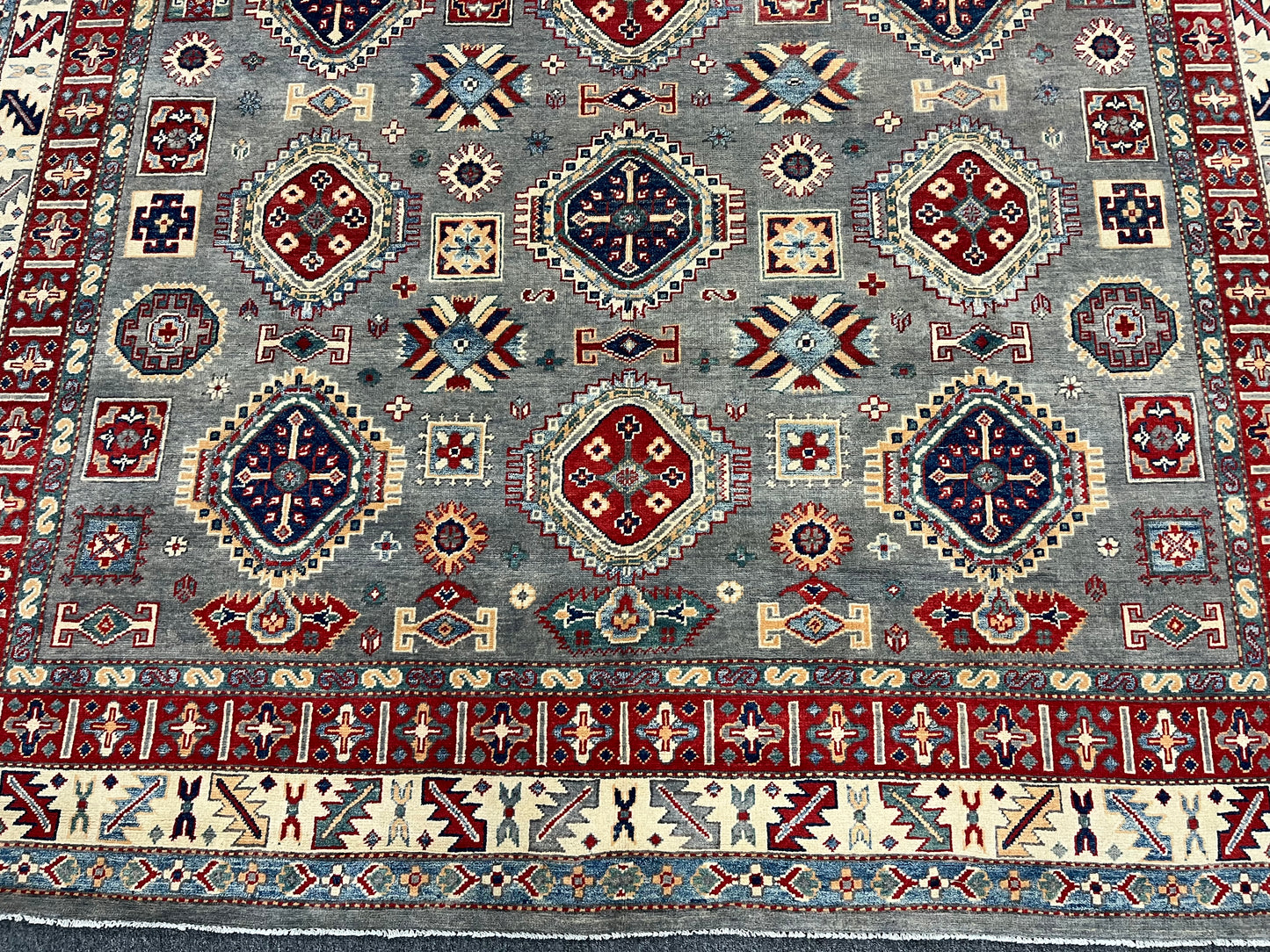 Grey 8X10 Kazak Hand Made Wool Rug # 14439