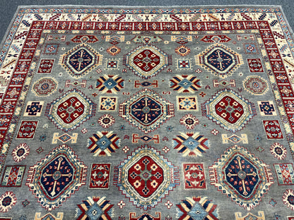 Grey 8X10 Kazak Hand Made Wool Rug # 14439