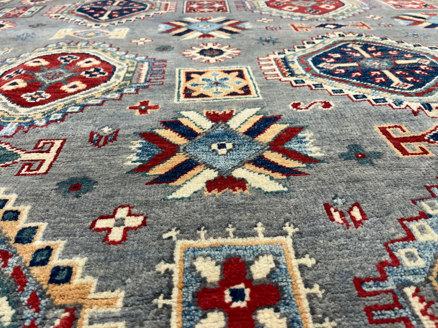 Grey 8X10 Kazak Hand Made Wool Rug # 14439