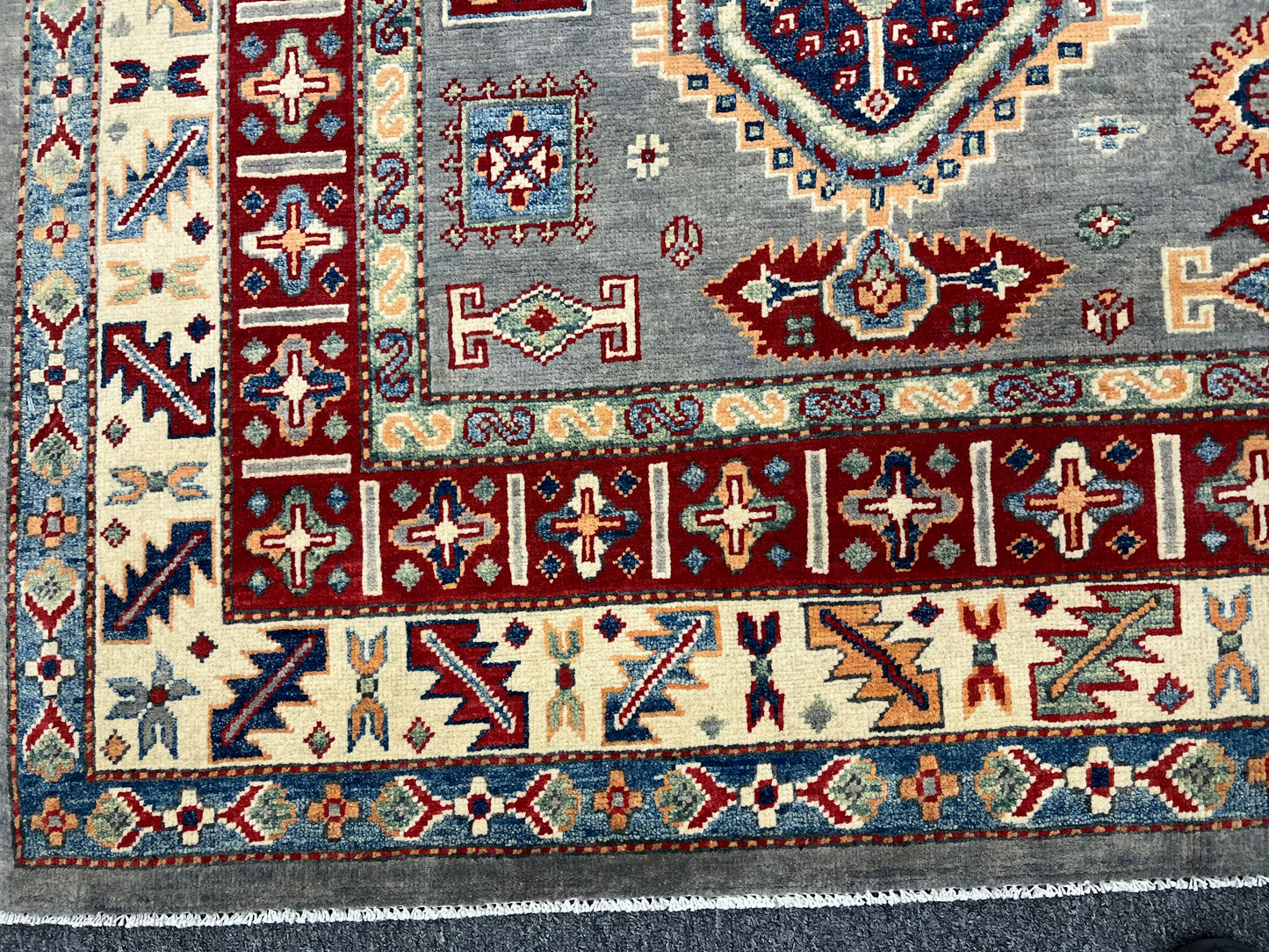 Grey 8X10 Kazak Hand Made Wool Rug # 14439